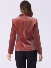 Solid Shawl Collar Single Button Velvet Blazer