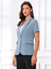 1 Button Office Business Short Sleeve Blazer Jacket