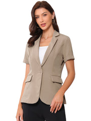 1 Button Office Business Short Sleeve Blazer Jacket