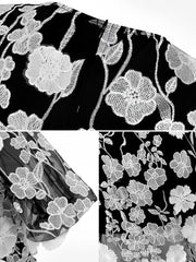 Flower Embroidery Short Sleeve Bodycon Fishtail Dress