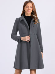 Winter Overcoat Collared A Line Double Breasted Long Coat