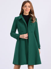 Winter Overcoat Collared A Line Double Breasted Long Coat