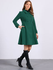 Winter Overcoat Collared A Line Double Breasted Long Coat