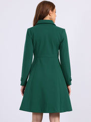 Winter Overcoat Collared A Line Double Breasted Long Coat