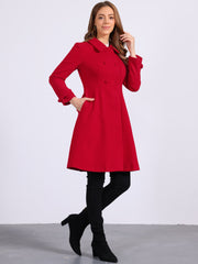 Winter Overcoat Collared A Line Double Breasted Long Coat