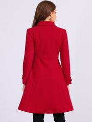 Winter Overcoat Collared A Line Double Breasted Long Coat