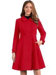 Winter Overcoat Collared A Line Double Breasted Long Coat