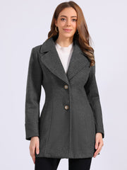 Elegant Notched Shawl Collar Single Breasted Winter Long Coat