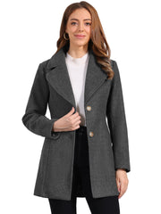 Elegant Notched Shawl Collar Single Breasted Winter Long Coat