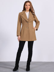 Elegant Notched Shawl Collar Single Breasted Winter Long Coat
