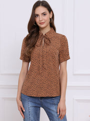 Retro Dots Bow Tie Peter Pan Collar Chiffon Blouse