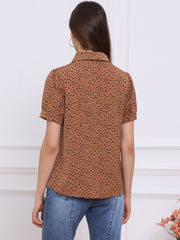 Retro Dots Bow Tie Peter Pan Collar Chiffon Blouse