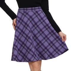 Vintage Plaid Tartan Elastic Waist Knee Length A-Line Skirt