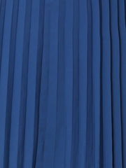 Flowy Pleated Elastic High Waist Belted Swing A-line Maxi Skirt