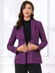 Faux Suede Blazer Belted Lapel Outwear Single Breasted Work Jacket