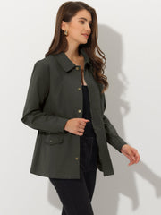 Drawstring Waist Flap Pocket Lightweight Utility Safari Jacket