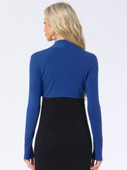 Elegant Long Sleeve Knit Open Front Cropped Bolero Shrug