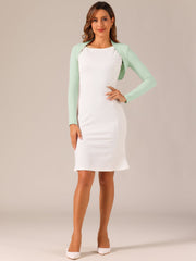 Elegant Long Sleeve Knit Open Front Cropped Bolero Shrug