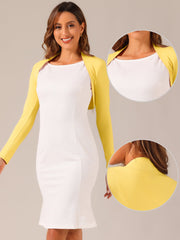 Elegant Long Sleeve Knit Open Front Cropped Bolero Shrug