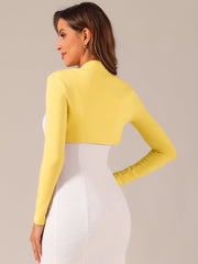 Elegant Long Sleeve Knit Open Front Cropped Bolero Shrug