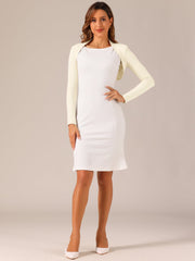 Elegant Long Sleeve Knit Open Front Cropped Bolero Shrug