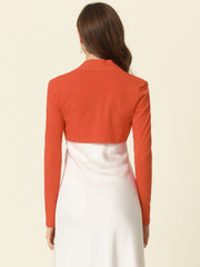 Elegant Long Sleeve Knit Open Front Cropped Bolero Shrug