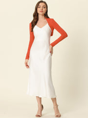 Elegant Long Sleeve Knit Open Front Cropped Bolero Shrug