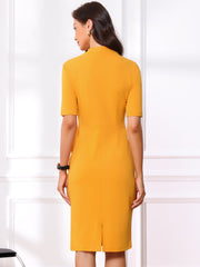 Formal Pencil V Neck Short Sleeve Office Bodycon Sheath Dress