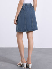 Casual Short Button Down Jeans Skirt