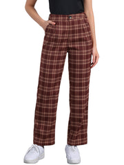 Plaid Elastic Waist Casual Work Office Long Pants