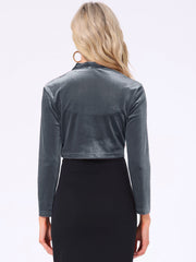 Velvet Long Sleeve Open Front Cropped Bolero Shrugs