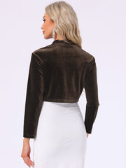 Velvet Long Sleeve Open Front Cropped Bolero Shrugs