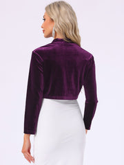 Velvet Long Sleeve Open Front Cropped Bolero Shrugs