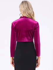 Velvet Long Sleeve Open Front Cropped Bolero Shrugs