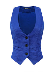 Vintage Button Up Jacquard Steampunk Waistcoat Suit Vest