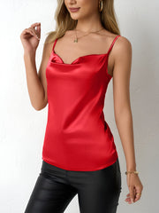Spaghetti Strap Satin Sleeveless Cami Top