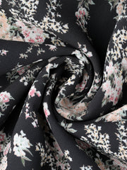 Floral A-line Smocked Waist Tiered Ruffled Chiffon Mini Dress