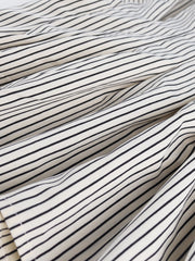 Collared Striped Pleated Bat Sleeves Peplum Blouse
