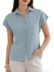 Cotton Linen Button Down Short Sleeve Shirt