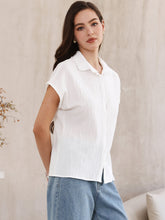 Cotton Linen Button Down Short Sleeve Shirt