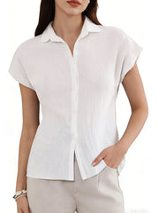 Cotton Linen Button Down Short Sleeve Shirt