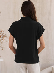 Cotton Linen Button Down Short Sleeve Shirt