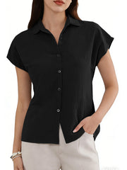 Cotton Linen Button Down Short Sleeve Shirt