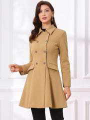 Winter Double Breasted Vintage A-line Flare Long Coat