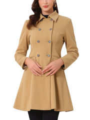 Winter Double Breasted Vintage A-line Flare Long Coat