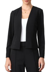 Work Office Long Sleeve Open Front Collarless Blazer