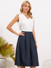 Pleated High Waisted Vintage A-Line Business Casual Midi Skirts