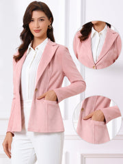 Faux Suede Lapel Collar Long Sleeve Casual Work Office Jacket