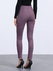 Womens' Velvet Elastic Waist Side Zipper Narrow Leg Skinny Casual Pants