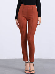 Womens' Velvet Elastic Waist Side Zipper Narrow Leg Skinny Casual Pants